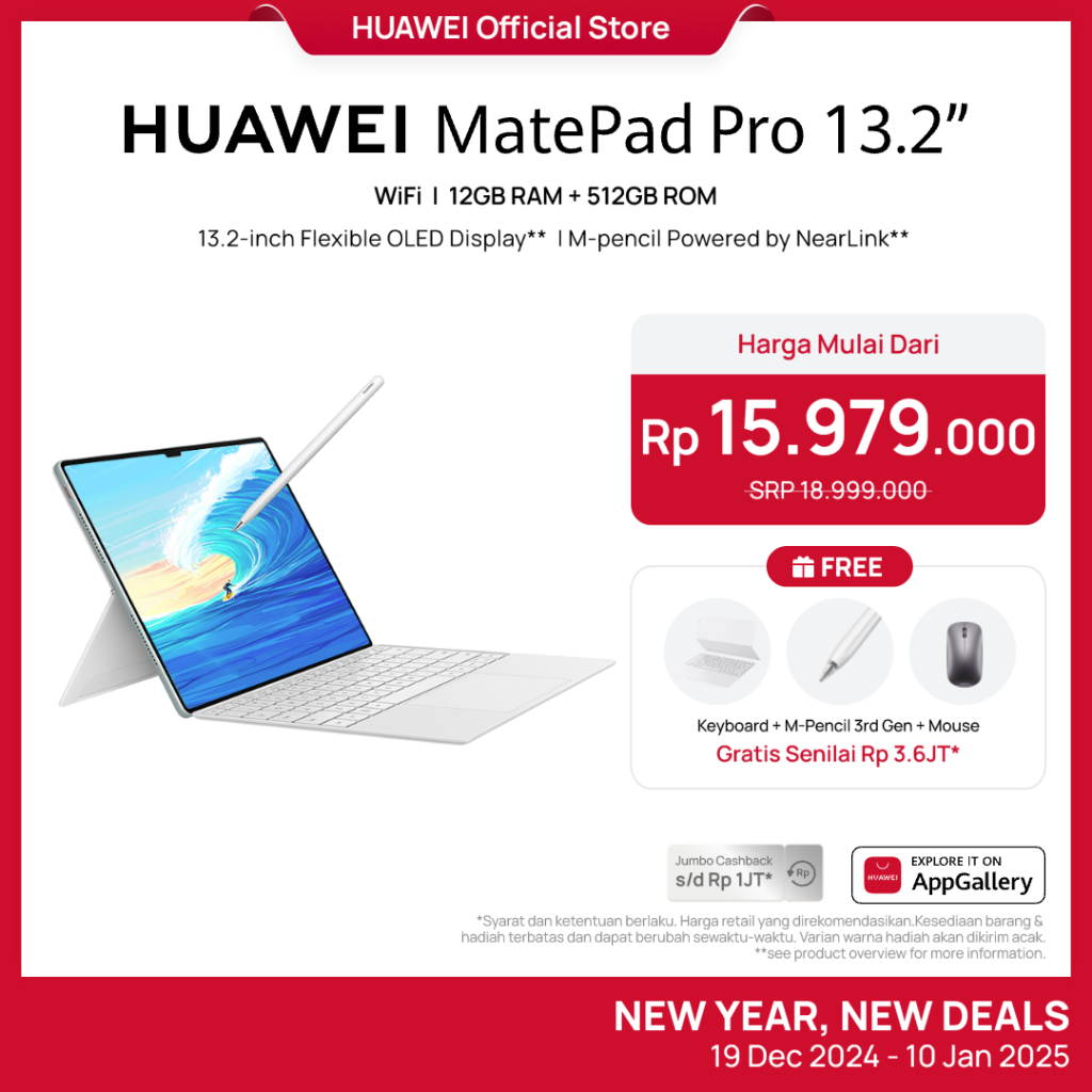 [FREE Pen+KB+Mouse] HUAWEI MatePad Pro 13.2" Tablet |  2.8K OLED | 144Hz | Touchpad Keyboard | NearL