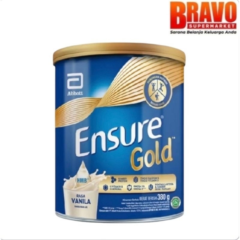 

Ensure Gold HMB Vanila & Cokelat 380gr - Nutrisi Dewasa Rendah Lakosa