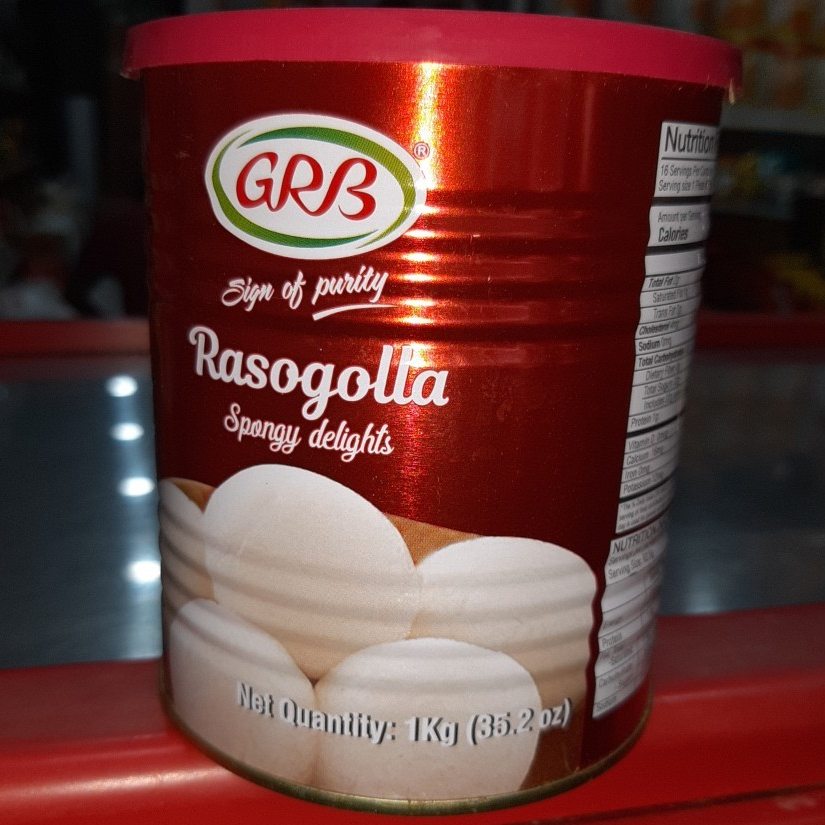 

RASOGOLLA GRB 1KG Tin Pack / Rasgulla / Manisan India