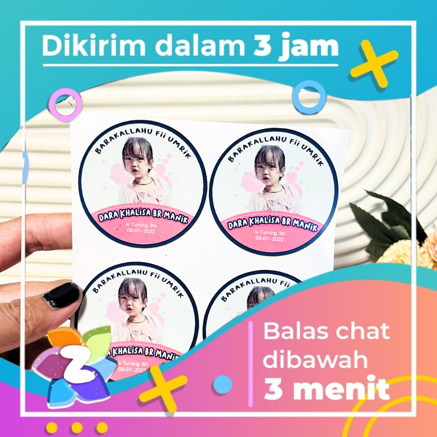 

2-4 Sticker Undangan Ulang Tahun Anak Label Stiker Happy Birthday Zennida Bahan Vinyl Anti Air