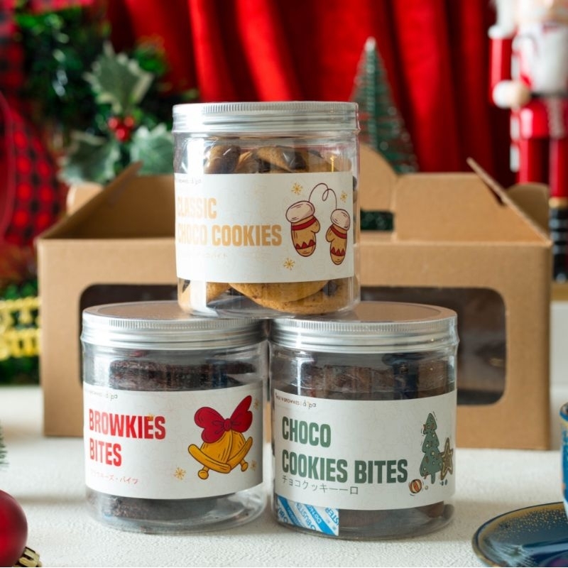 

Christmas Hampers Natal Isi 2 & 3 ( Classic Mini Cookie Bites, Mini Double Choco Cookie Bites & Browkies Bites ) | Giftbox Gift Hadiah Souvenir Natal & Tahun baru