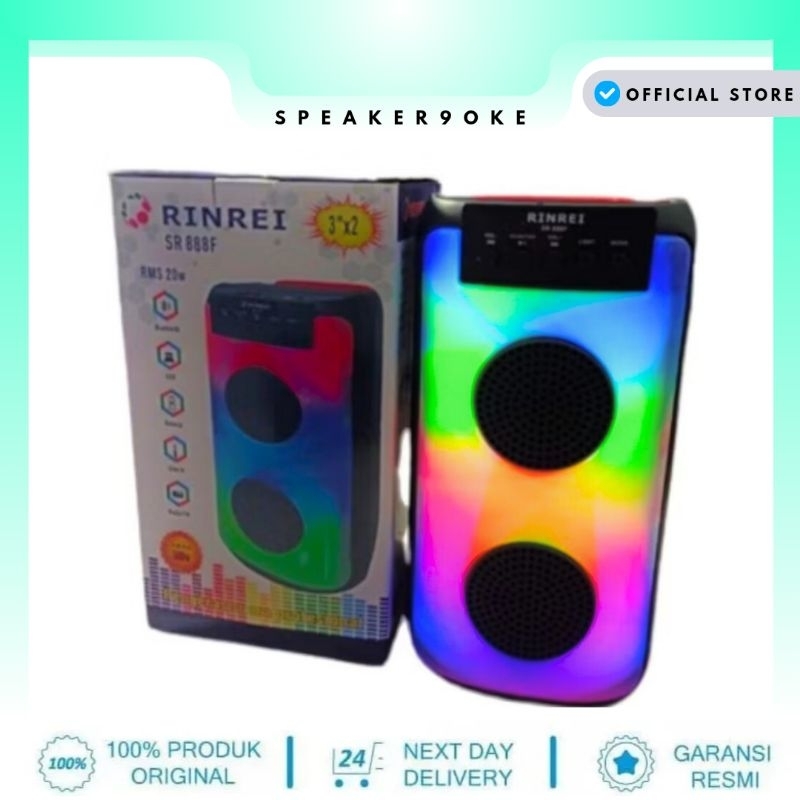 Speaker Portable Bluetooth 3" x 2 Speaker Karaoke RINREI SR 888F