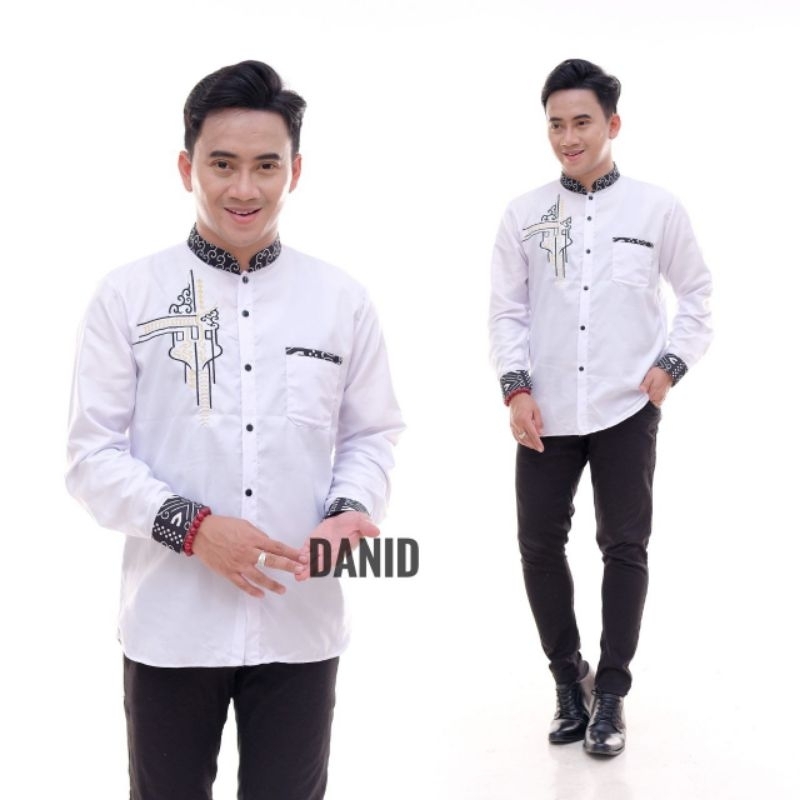 BAJU KOKO PUTIH BORDIR DEWASA PRIA LENGAN PANJANG IMPORT PREMIUM