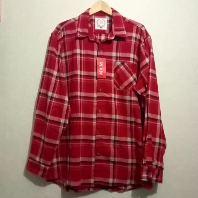 SALE - Kemeja Flanel Kotak kotak Merah Unisex XXL novel.mice