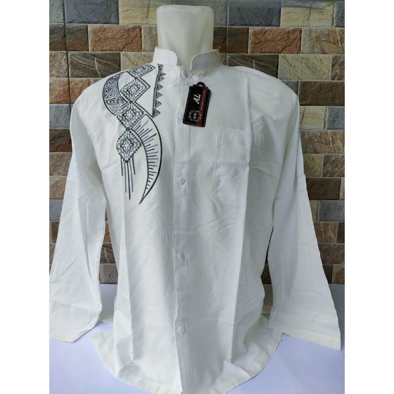 baju Koko pria lengan panjang/baju Koko pria putih/baju muslim pria/baju Koko murah/baju Koko pria
