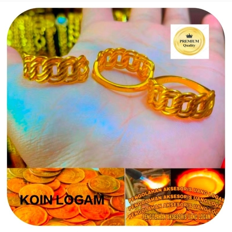 Cincin Koin 91 Ori Tidak Luntur Perhiasan Wanita Anti Karat Berlapis Emas 24k Murah Cantik Terbaru