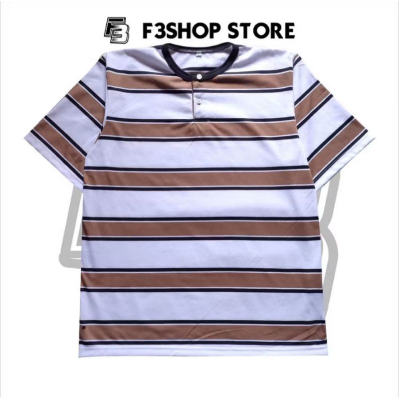 T-Shirt Stripe Kaos salur dewasa pria Wanita Kaos kancin lengan pendek tanpa kerah distro  Cotton Co