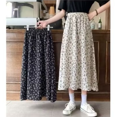 Rok motif bunga/rok gaya baru/rok gaya korea motif bunga korea/longgar