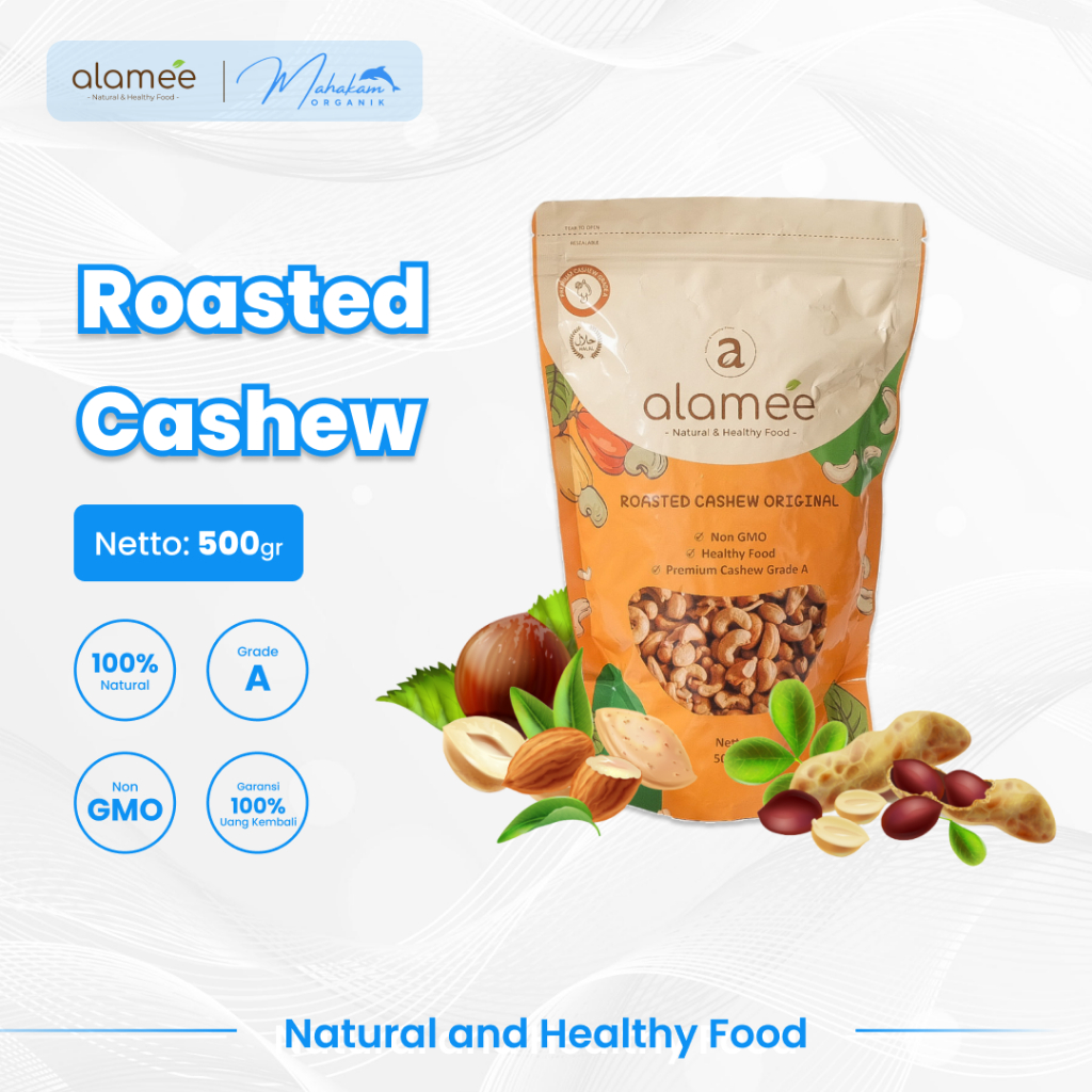 

ALAMEE Kacang Mede Mete Mente Panggang Roasted Cashew Oven Matang 500Gr Jumbo Grade A