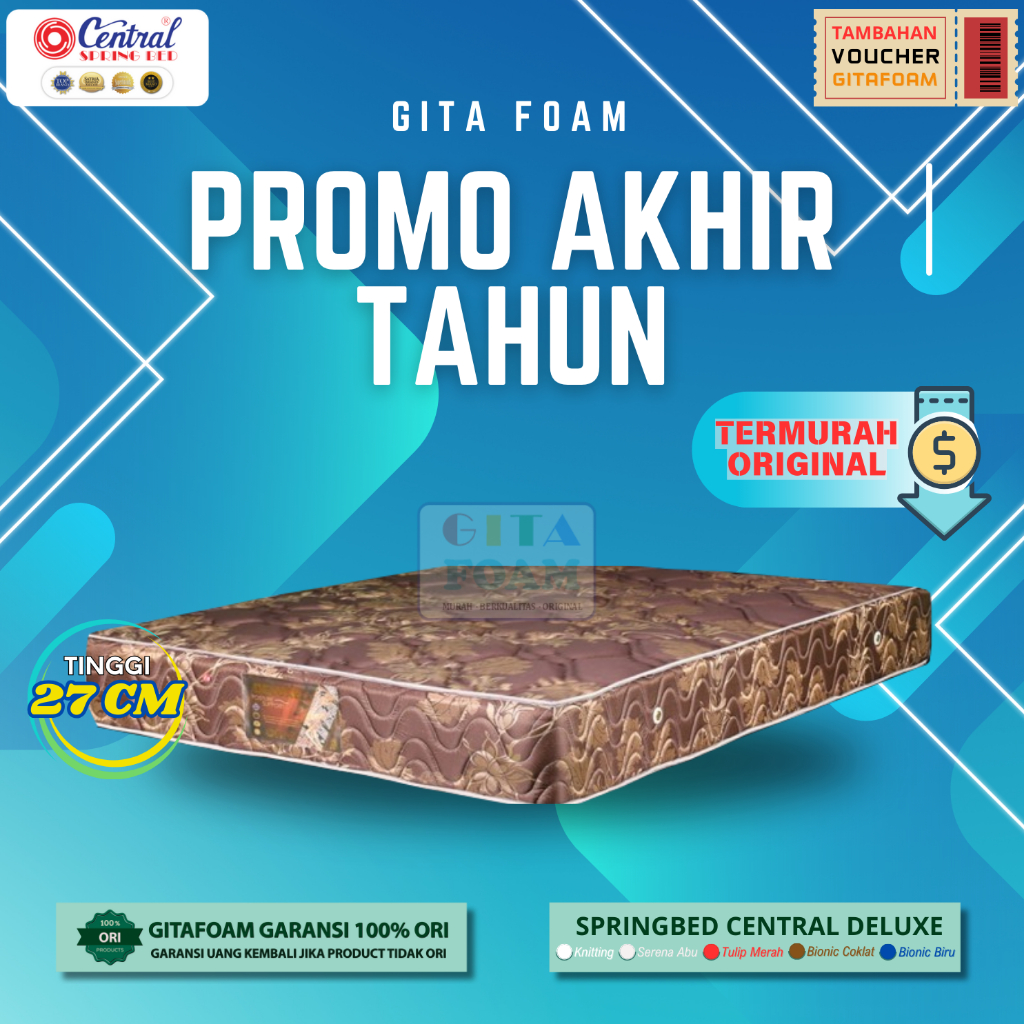 Matras Springbed Central Deluxe Zest - Warna Bionic Coklat - Central Springbed Original 100%