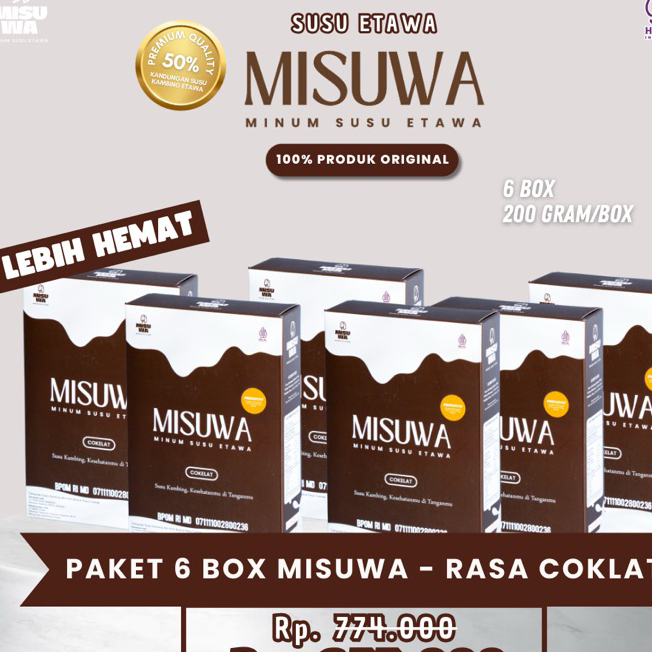 

Susu Kambing Etawa Bubuk RASA COKLAT [PAKET 6 BOX] 6x200GR Menjaga Kesehatan Tulang Melancarkan Sistem Pencernaan dan Kekebalan Tubuh | MISUWA