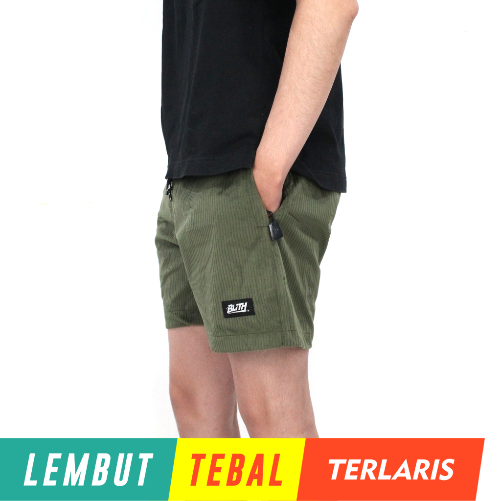 BLITH - Celana Pendek Pria Katun Karduroy Brooks Corduroy Soft Clana Pendek Corduroy Short Pants Boa