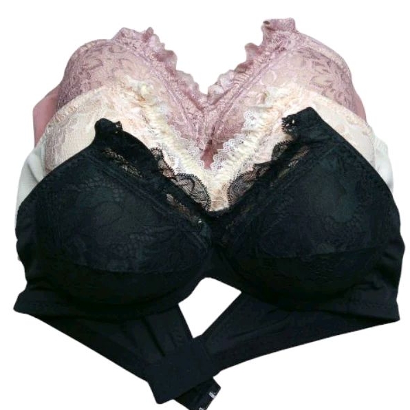 Bra Wanita Bra RENDA Isi 3 pcs Bra Renda Motif Bunga Bh Busa Bh Tanpa Kawat