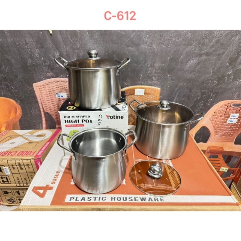 Panci Susun 3 Stenlis Tebal C-612