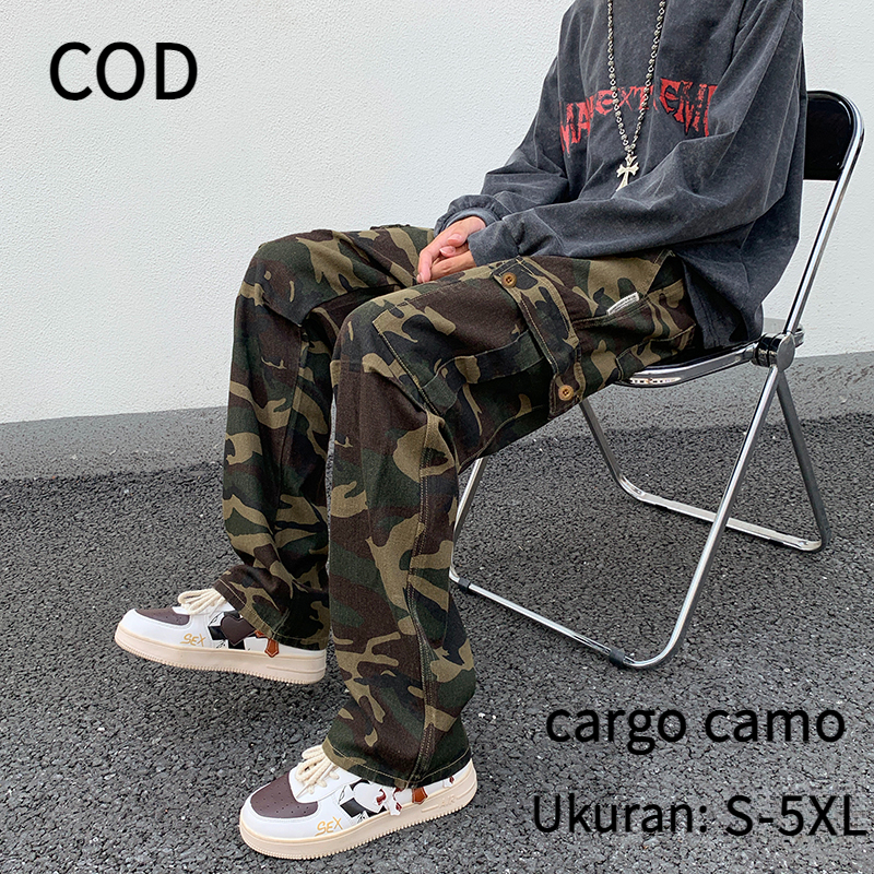 celana cargo gombrong hijau army oversize cowok cargo camo korean style cargo jeans celana outdoor d