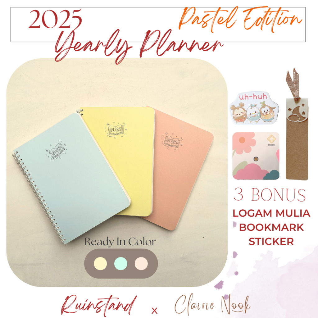 

Yearly Planner 2025 Pastel - Jurnal - Diary Planner Clairie Nook