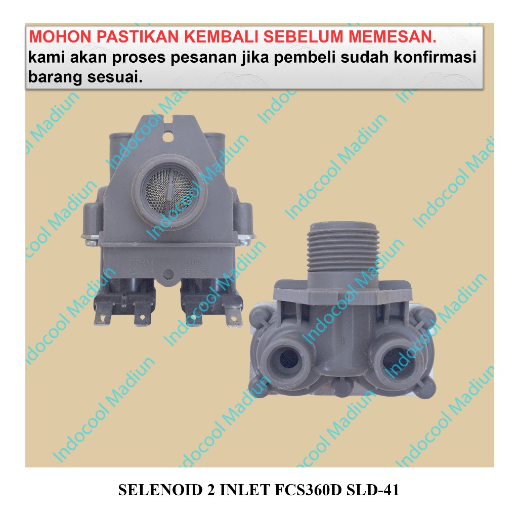 SID360D INLET / WATER INLET MESIN CUCI / SELENOID 2 INLET FCS360D SLD-41