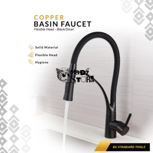 Kran Keran Air Wastafel Dapur Model Lengkung Panjang Leher Angsa Goosneck Tembaga Copper Premium Hia