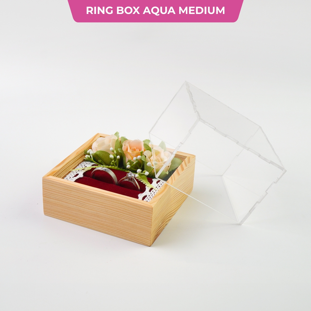 Kotak Cincin Kayu Aqua  Medium & Mini - Sovia Jewelry