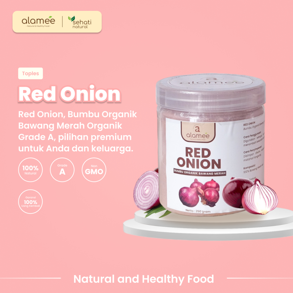 

ALAMEE Bawang Merah Bubuk Red Onion Seasoning Powder Bumbu Dapur Organik Masak Tanpa Campuran Toples