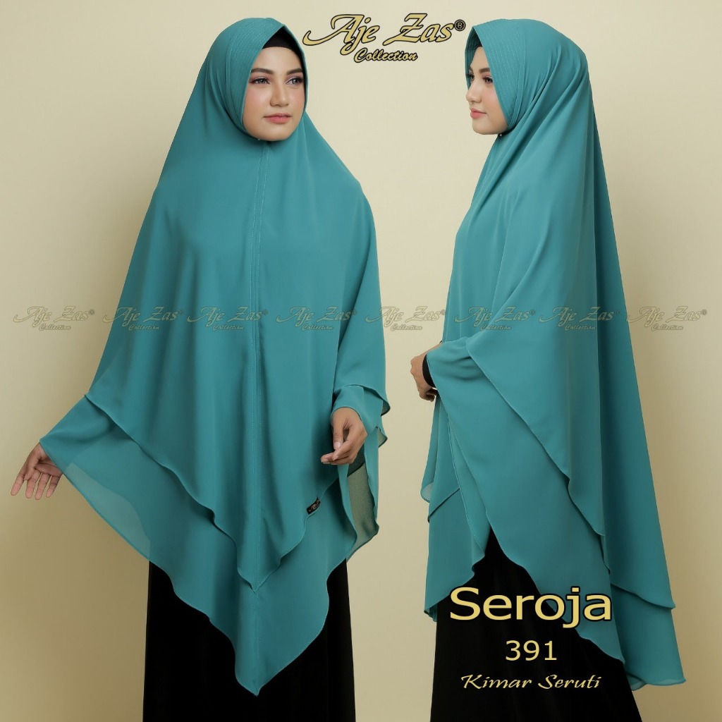 AJE ZAS - Hijab Khimar Jumbo Kepala Soft Ped Antem Kode-SEROJA Bahan Ceruti BabyDoll