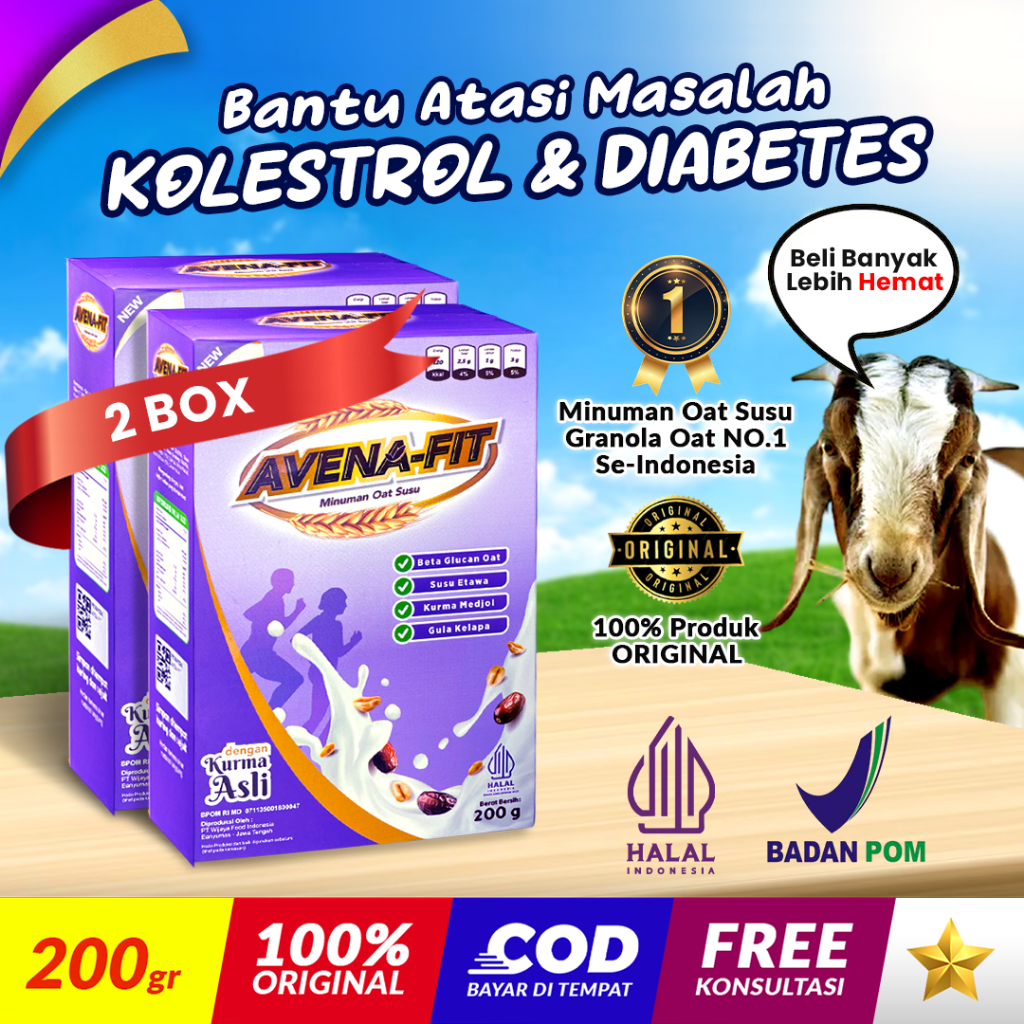 

AVENAFIT Sereal Granola Oat Susu Kambing Etawa AVENA FIT Bantu Atasi Kolestrol Dan Diabetes 2 Box