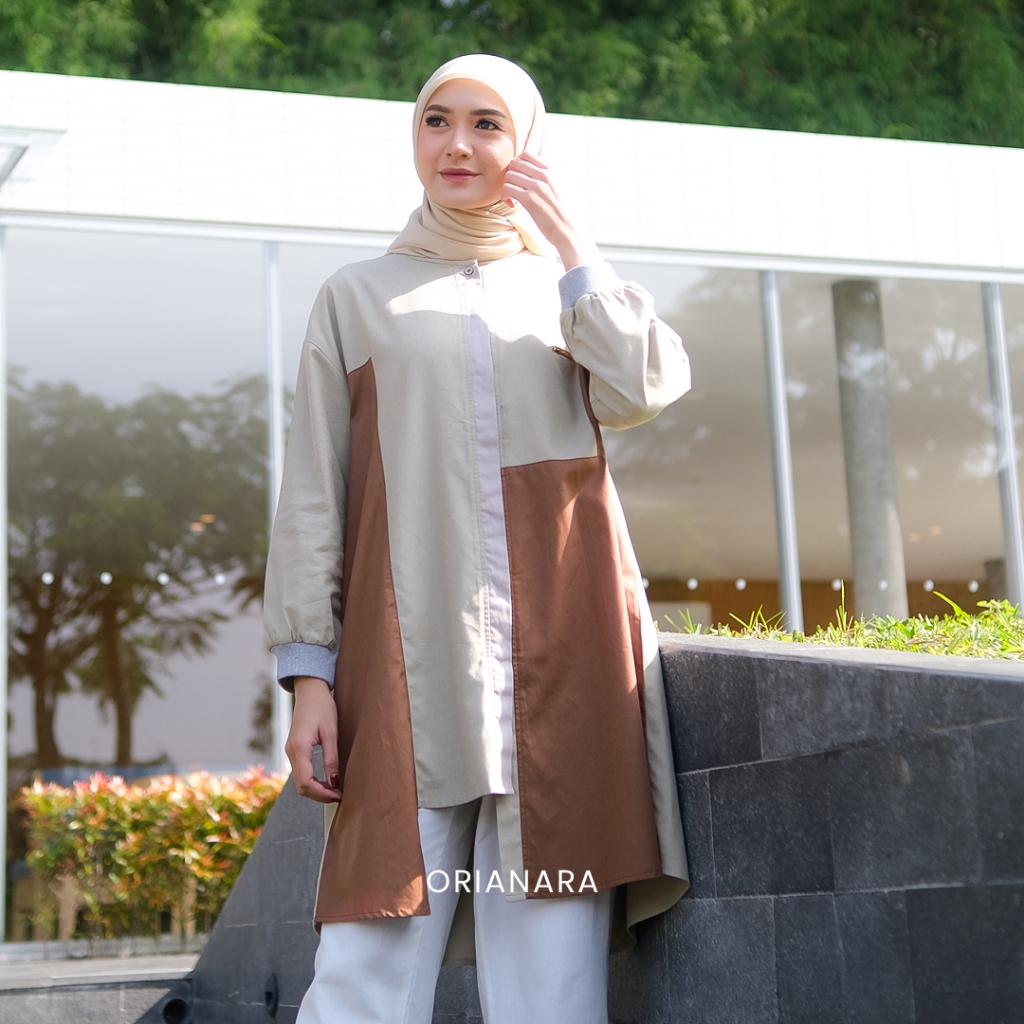 Orianara QUINN TUNIC Tunik Wanita Long Tunik Katun Lengan Panjang