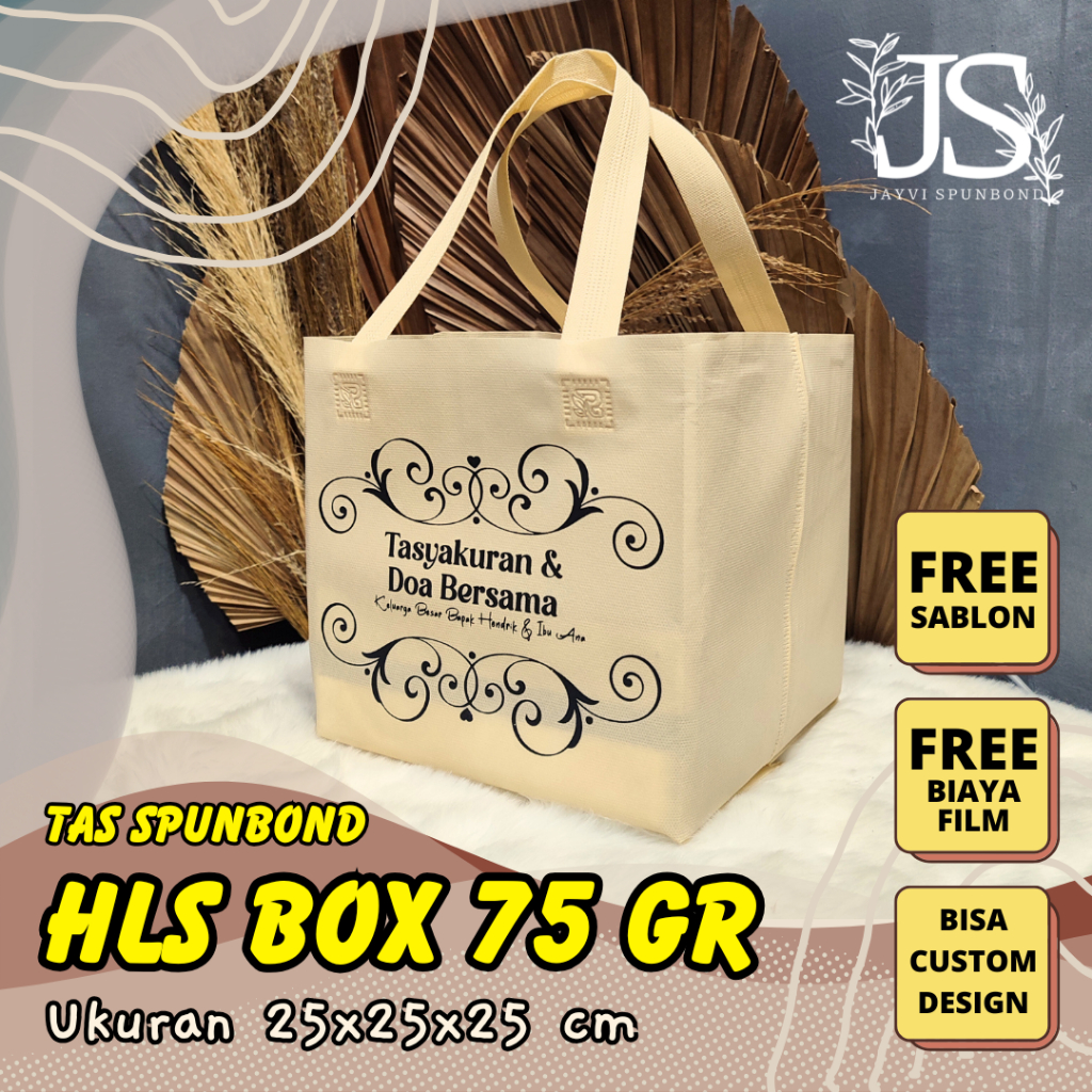 

[ FREE SABLON ] Tas Spunbond Box Handle Lipat Samping Tas Kotak Makanan Goodie Bag 75 Grm Ukuran 25x25x25 cm Spunbondpro bag store