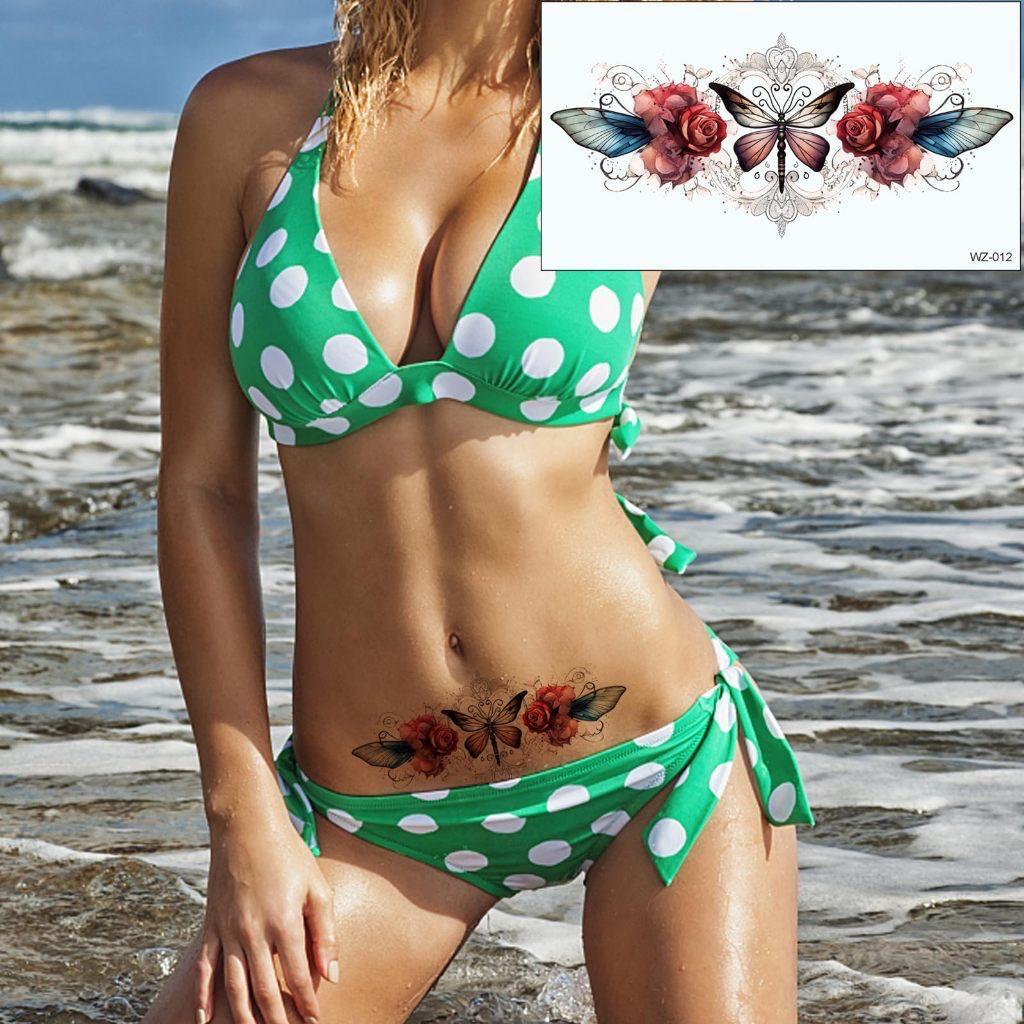 RCS ✅ tato temporer tubuh wanita stiker tato temporary tato kupu kupu bunga