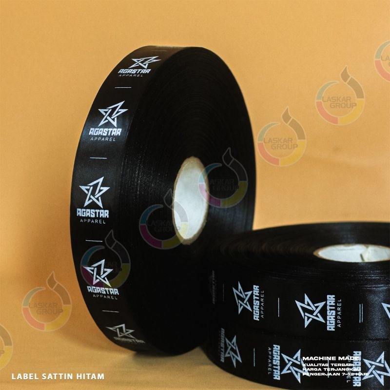 sattin hitam custom/160 meter satin Hitam lokal /satin hitam /label washing/label satin hitam /label