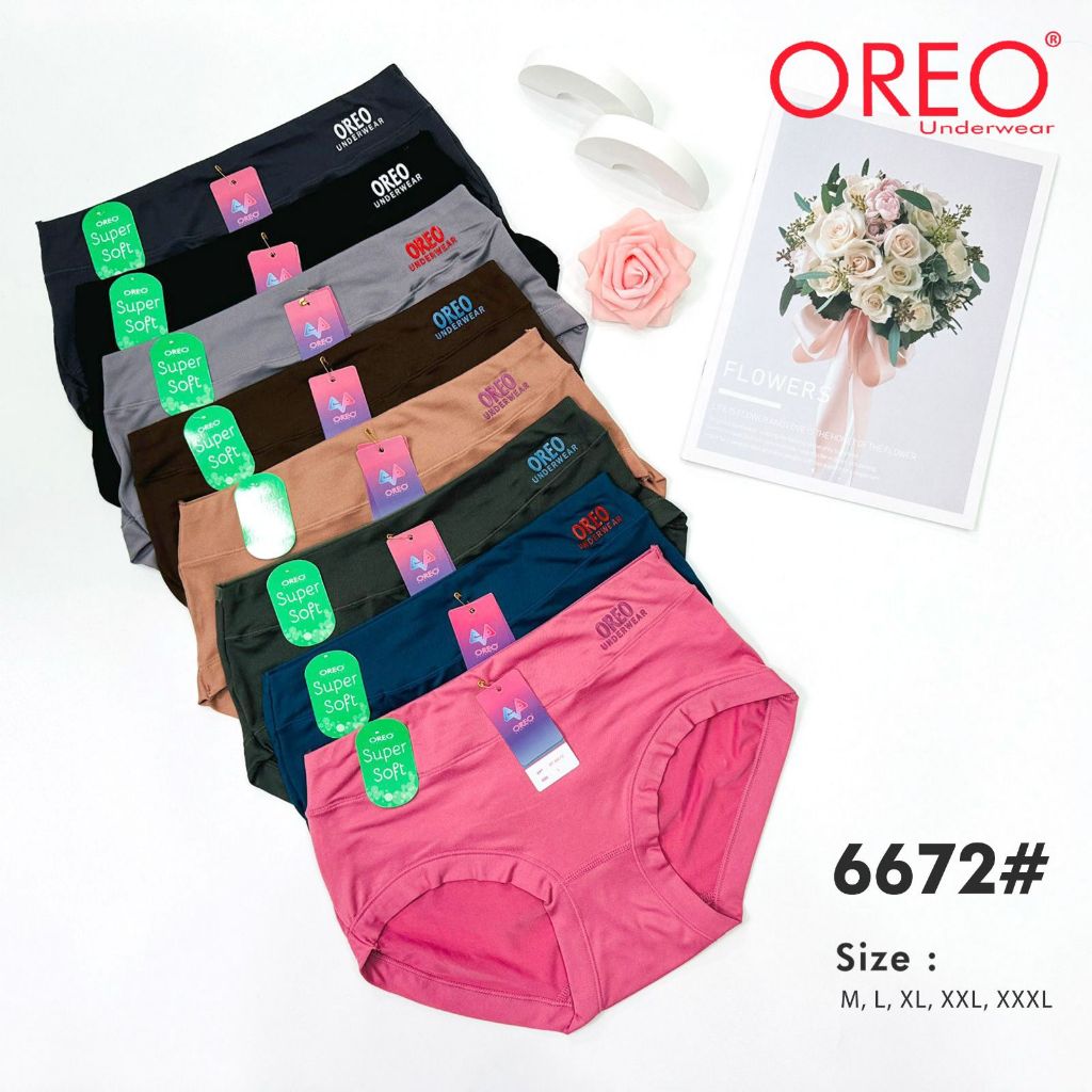 (12 PCS) CELANA DALAM WANITA OREO 6672 SUPER SOFT BAHAN KATUN CD PEREMPUAN OREO BAHAN PREMIUM