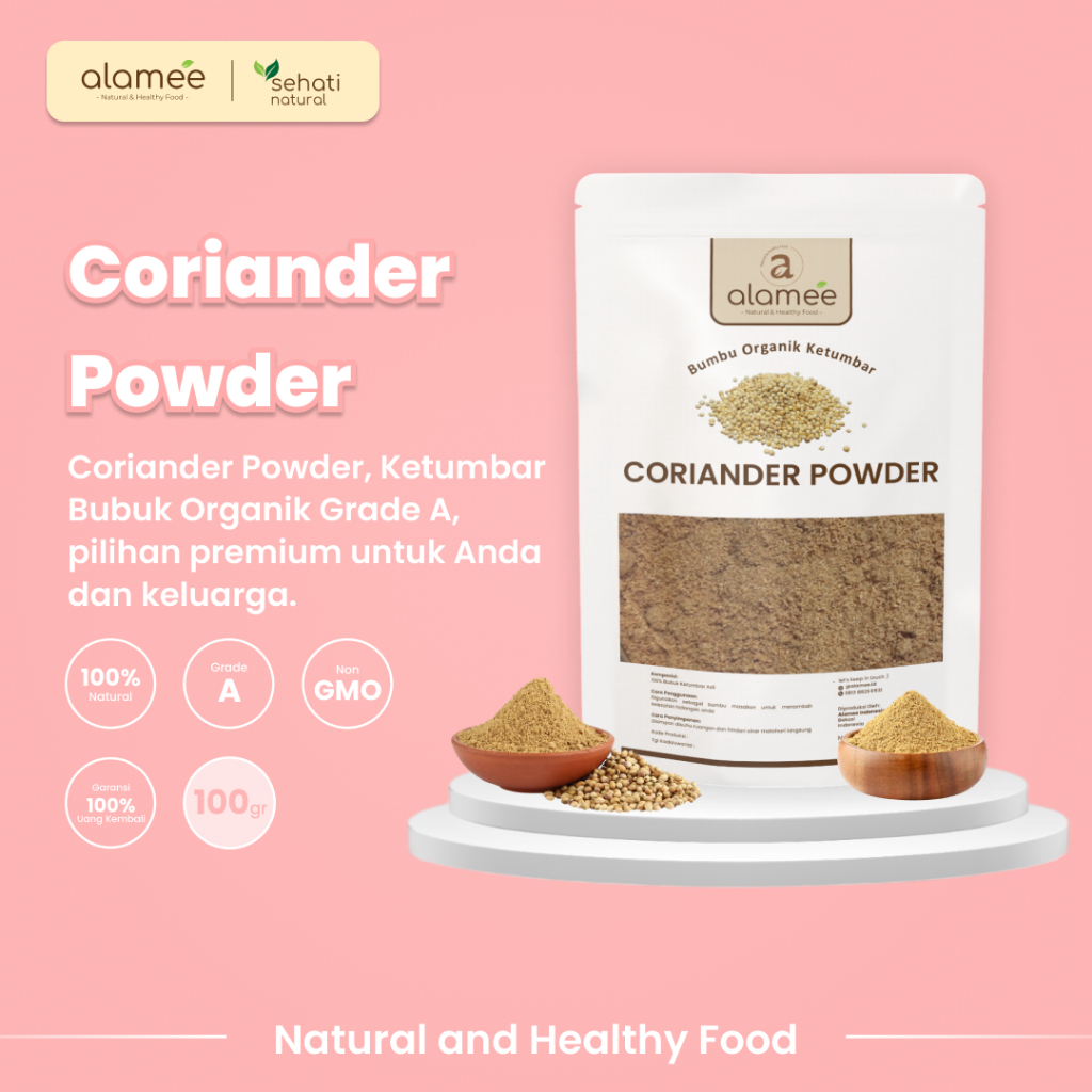 

ALAMEE Ketumbar Bubuk Organik Bumbu Dapur Instan Coriander Powder Murni Asli Tanpa Campuran 100g