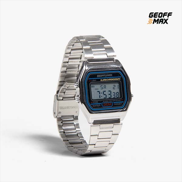 Geoff Max - Breeder Silver Blue Digital | Watches | Jam Tangan | Jam Tangan Pria Wanita