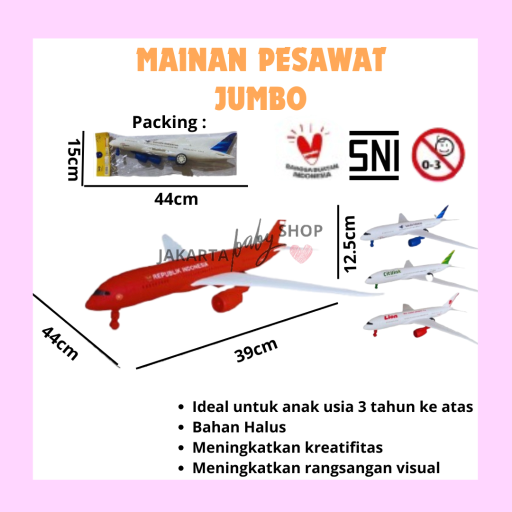 Mainan Pesawat Jumbo / 700419 / Mainan Pesawat / Mainan Anak Murah / Mainan Anak SNI / Mainan Anak L