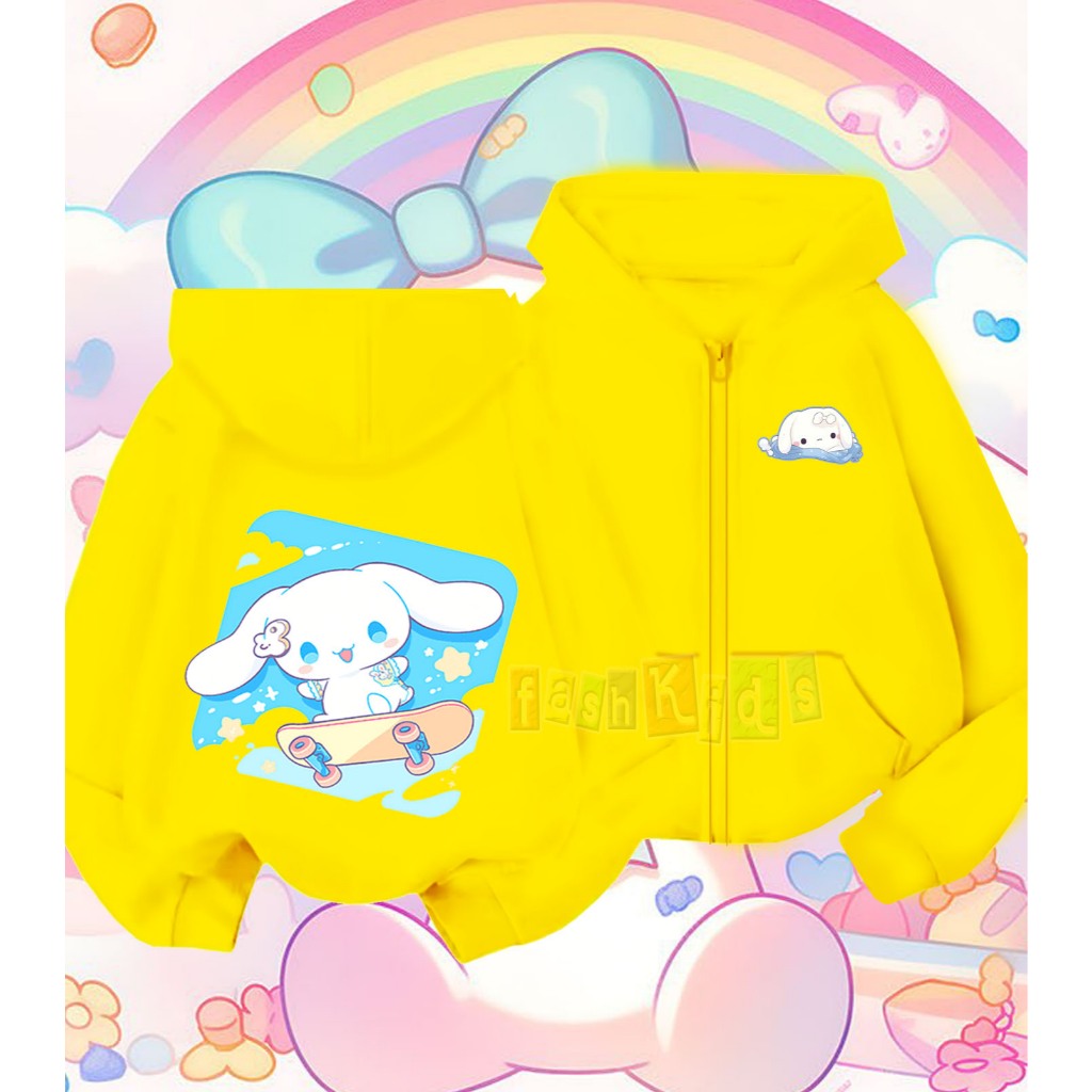 Hoodie Zipper Anak Cinnamorol / Jaket Resleting / Jaket Anak perempuan  FREE CUSTOM NAMA