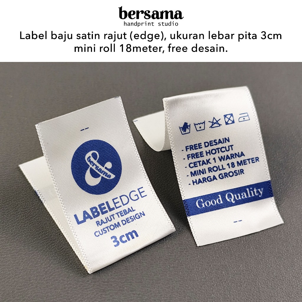 

Label Baju Satin Rajut Edge Tebal Premium 3cm Free Desain Free Hotcut