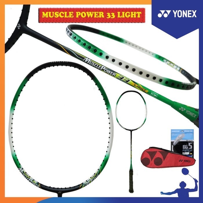 Free Raket Badminton YONEX MUSCLE POWER MP33 SET LENGKAP ORI