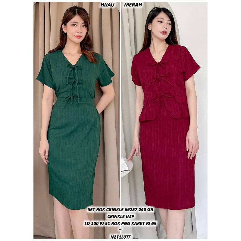 ONE SET WANITA BAJU ROK MIDI SKIRT SETELAN WANITA BAJU KE GEREJA SIDI BAPTIS NATAL ASD 692577