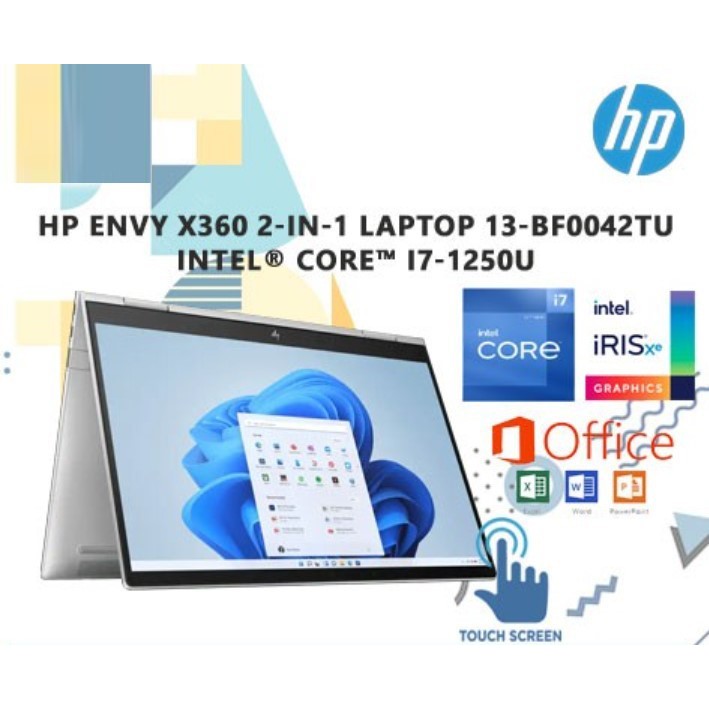 Notebook HP ENVY X360 13-bf0042TU Intel Core i7-1250U, 16GB, 512GB-SSD, 2YR