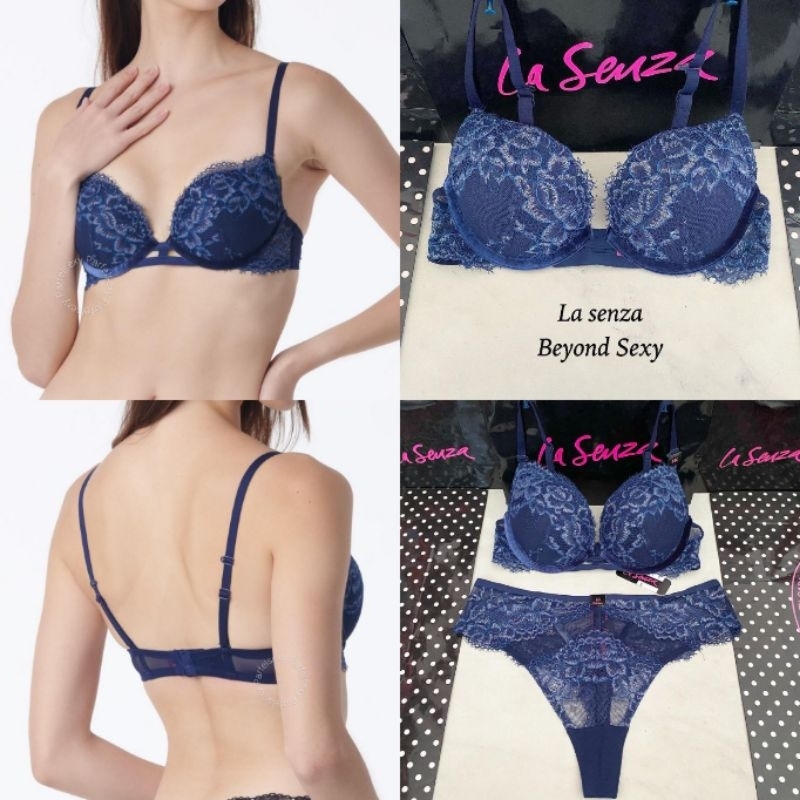 Lasenza La Senza Beyond Sexy Bra Wanita Push Up Gel Level 3 Blue Velvet 32D 36C 36D 36DD 38C 1116468