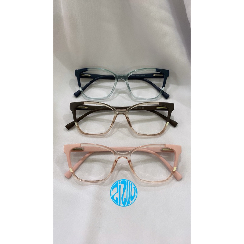 frame kotak cewek semi cat eye