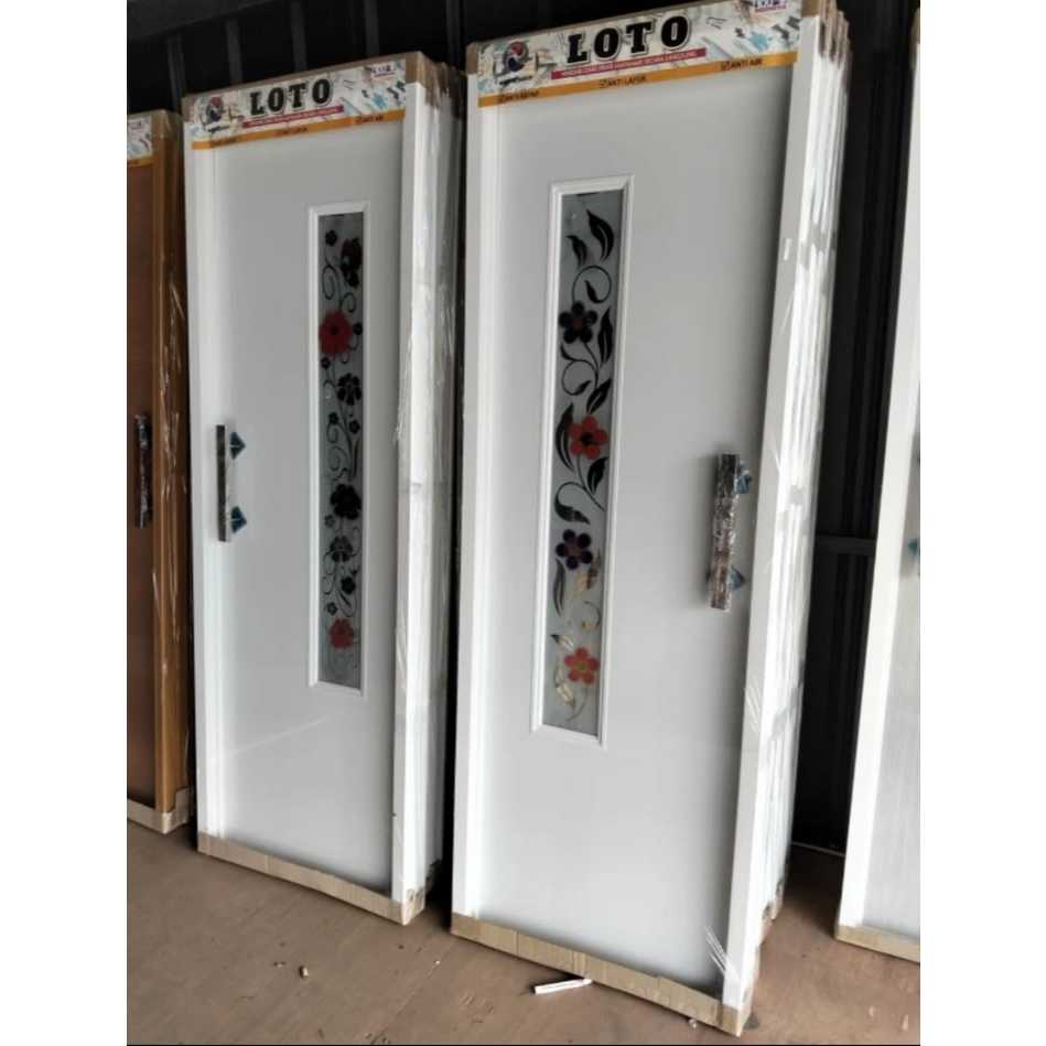PINTU KAMAR MANDI PVC LONG MINIMALIS KACA PUTIH | PINTU KAMAR MANDI MOTIF MINIMALIS
