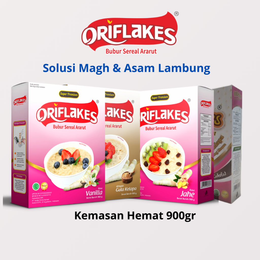 

Oriflakes 900 gr Outmeal Sereal Oatmeal Diet Tepung Pati Umbi Garut Obat Asam Lambung Rendah Kalori