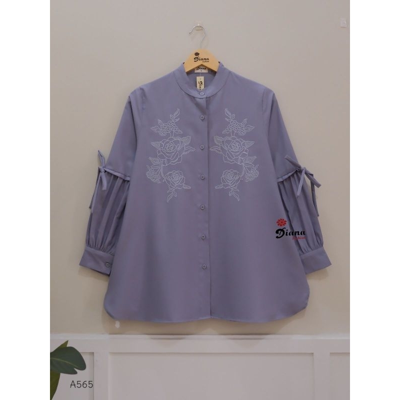 Blouse Kemeja Toyobo Fodu Bordir Premium A 565 | Atasan Wanita Premium | Blouse Katun Ima Toyobo Pre