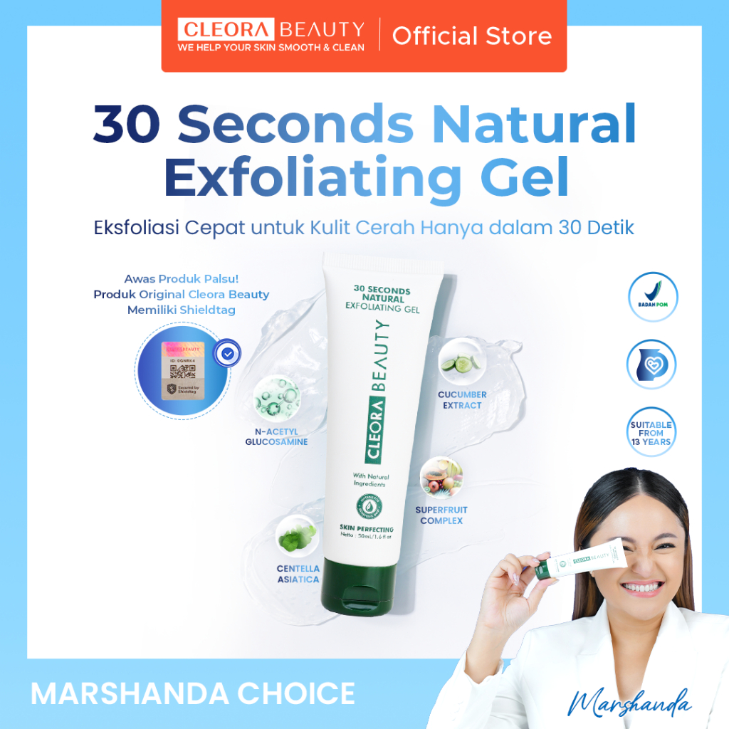 Cleora 30 Seconds Natural Exfoliating Gel Exfoliasi Wajah Untuk Kulit Sensitif Centella Asiatica