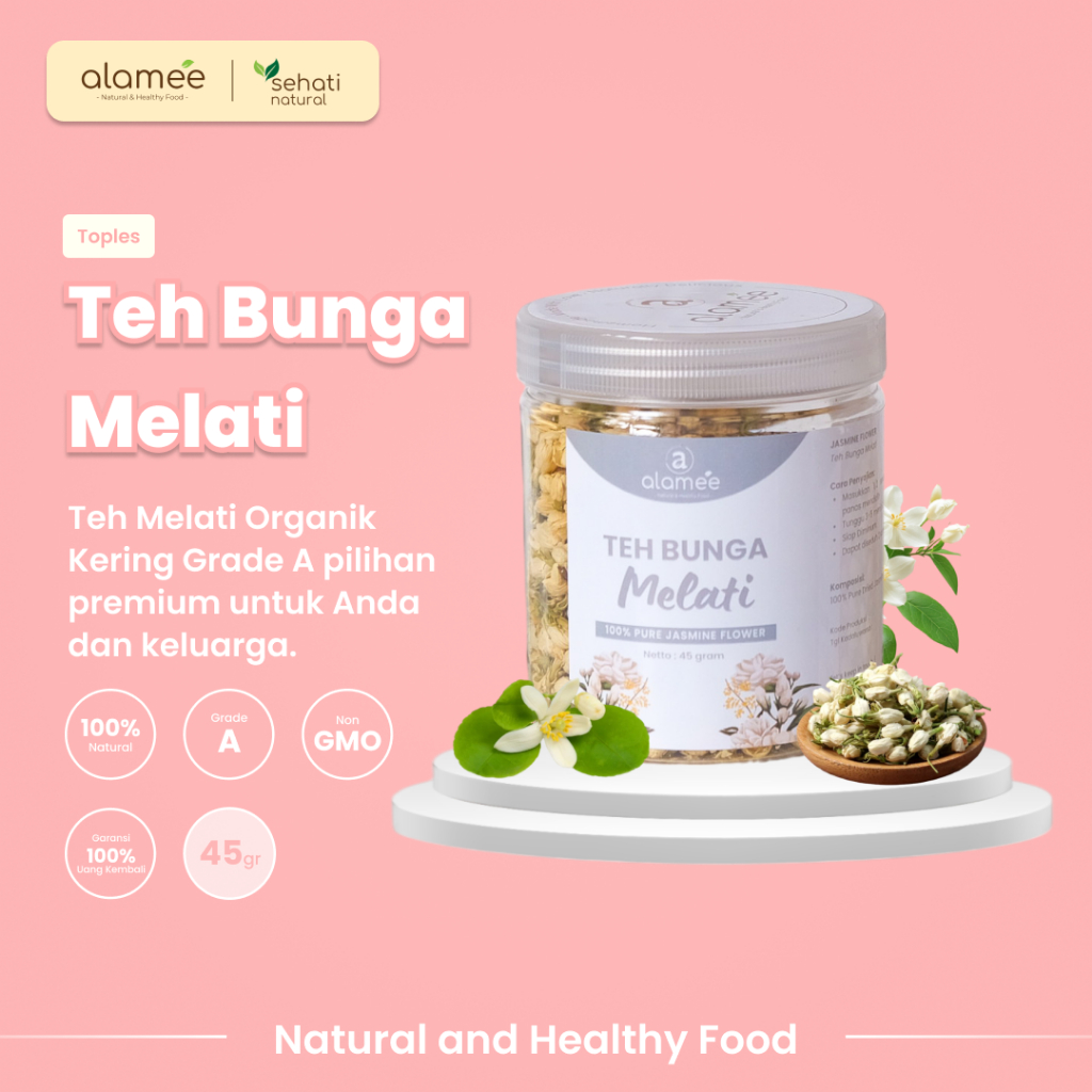 

ALAMEE Teh Bunga Jasmine Tea Flower Melati Organik Jasmin Herbal Kering Dried Siap Seduh Minum 45gr