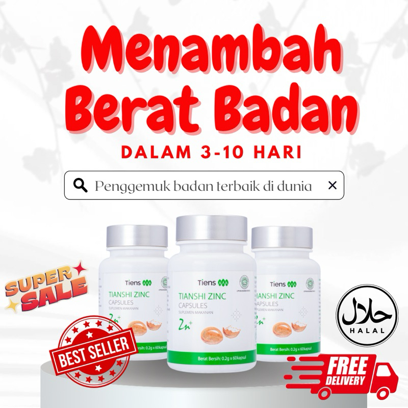 [BISA COD] PENAMBAH BERAT BADAN ANAK ECER | ZINC TIENS | PENAMBAH BERAT BADAN DEWASA | ZINC KAPSUL |