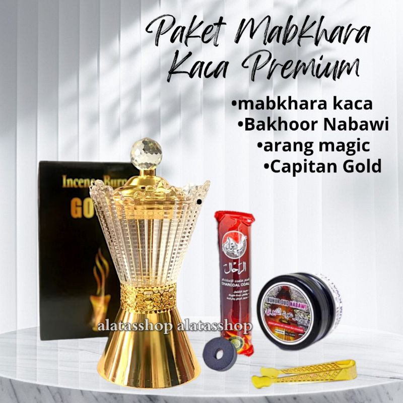 Paket Mabkhara antik lengkap murah mabkhara kaca kristal bakhoor Nabawi arang magic dan Capitan gold