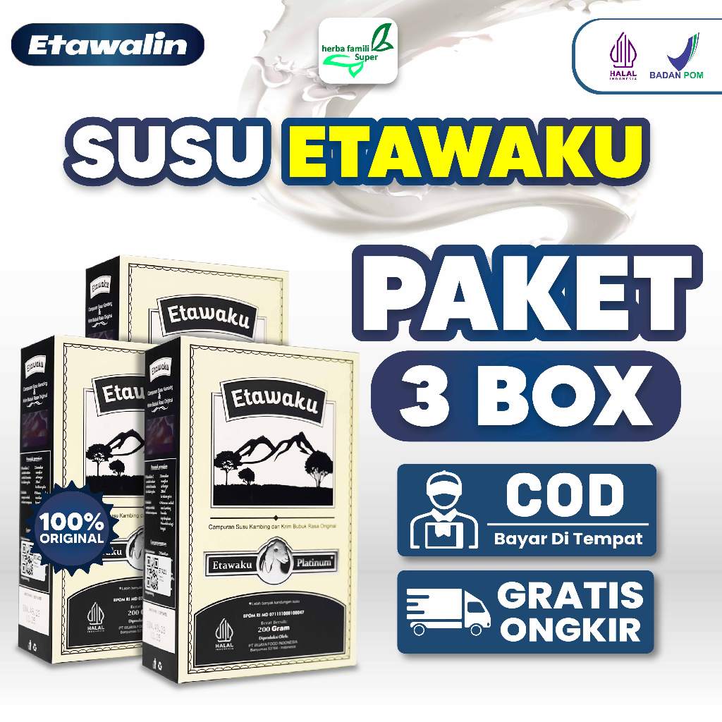 

3 Box ETAWAKU Platinum Mengatasi Nyeri Tulang & Sendi Susu Kambing Etawa Halal BPOM 100% Original