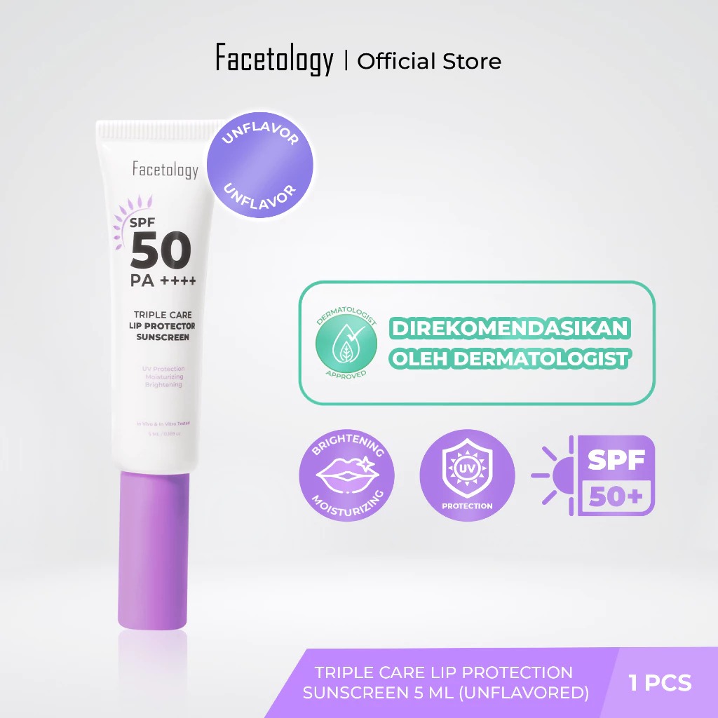 (BPOM ORI) FACETOLOGY Triple Care Lip Protector Sunscreen 5ml
